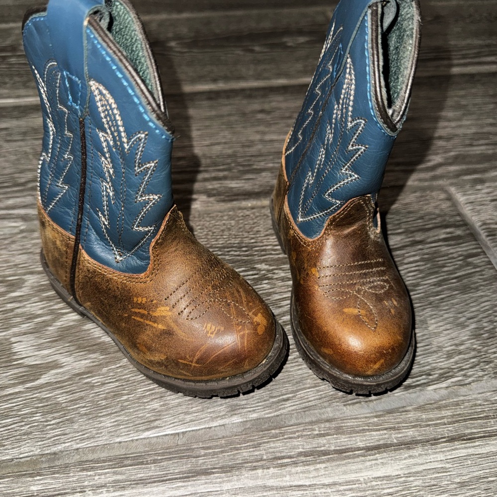 Brown and Blue Western Boots